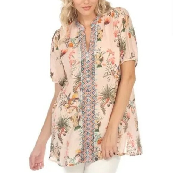 Johnny Was Puff Sleeve Effortless Tunic in Light Pink Size Small - Picture 4 of 4